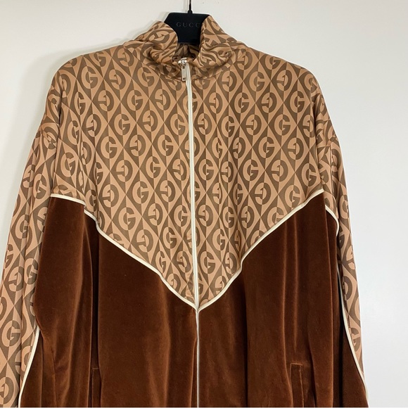Gucci Zip Up Sweatshirt Velvet With GG Logo Pattern - Picture 5 of 13